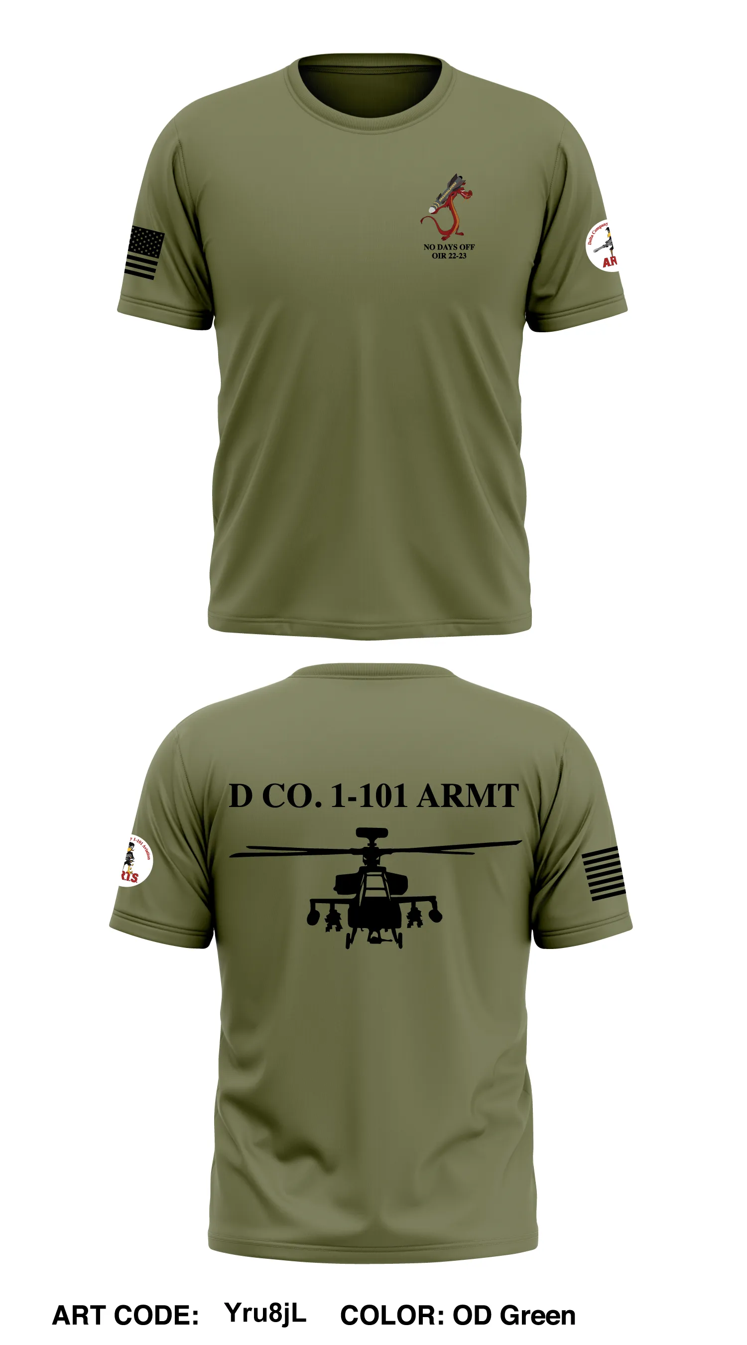 D Co., 1-101 CAB, ARMT Core Men's SS Performance Tee - Yru8jL