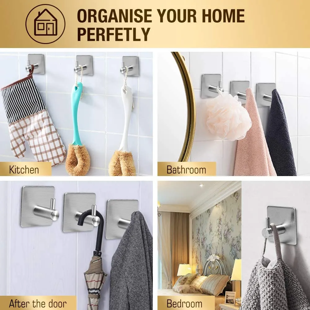 Homlly Stainless Steel Wall Hook Hangers (4pcs)