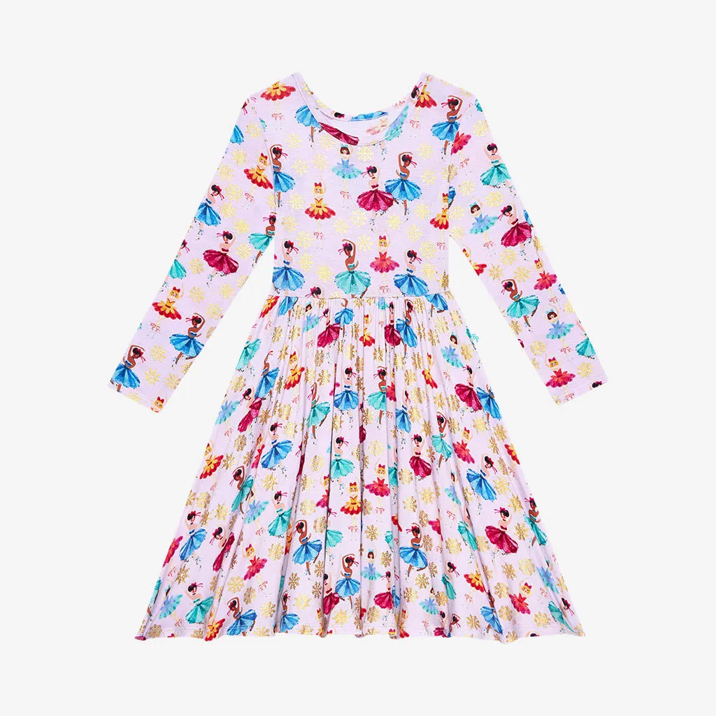 Posh Peanut Adalyn L/S Basic Twirl Dress